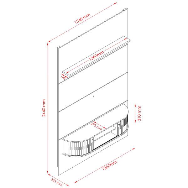 Imagem de Home Theater Suspenso Monte Carlo TVs Até 65” Cinamomo Off White 715139 Madetec