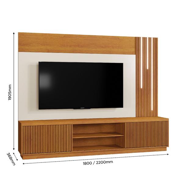 Imagem de Home valencia 2 portas p/ tv 75'' 2,20cm naturalle/offwhite