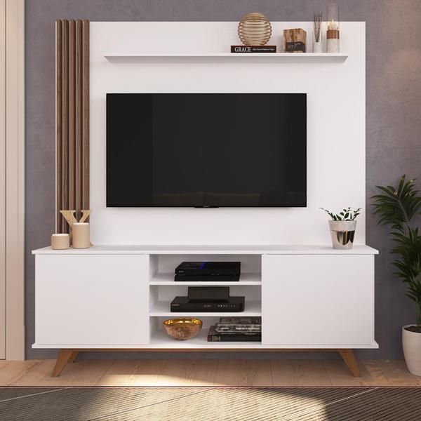 Imagem de Home7 BR118/EST200 Para TV até 60 Pol. 2 Portas CRM Branco/Madeirado