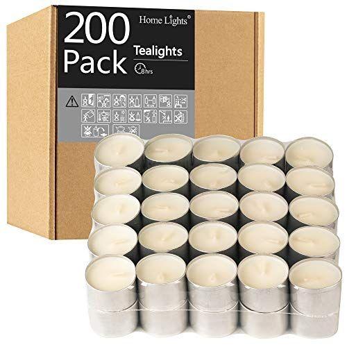 Imagem de HomeLights Tealight Candles - 8 Horas de tempo queimando, gigante 100.200,300 pacotes -White Smokeless European Tea Light Velas Não Perfumadas para Shabbat, Casamentos, Natal, Home Decorative -200 Pack