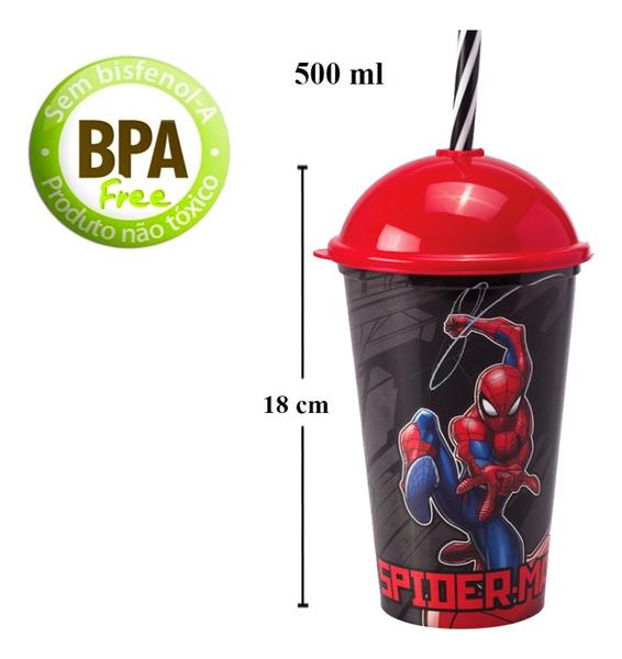 Imagem de Homem Aranha Kit Infantil Porta Lanche C/ Garrafinha e Copo