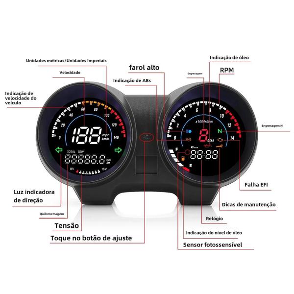 Imagem de Honda CG 150 Titan 150: Painel Digital com Velocímetro (KM/H e MPH), Medidor de Combustível e RPM