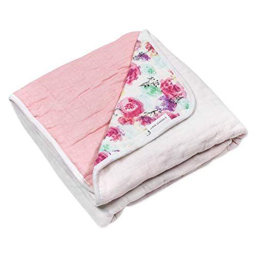 Imagem de HonestBaby Baby Algodão orgânico Hand-Quilted cobertor, flor de rosa / corante dip, um tamanho