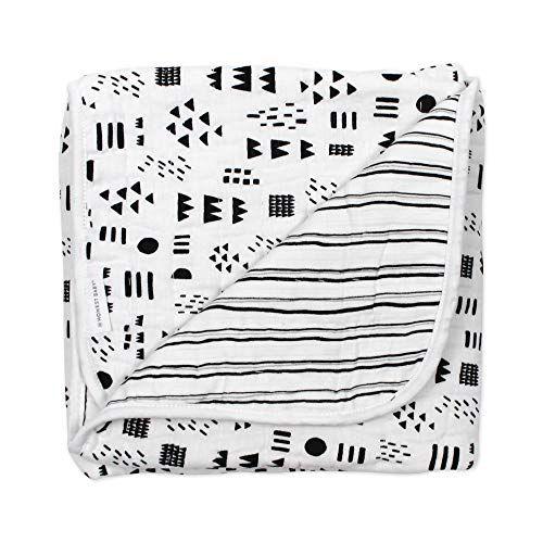 Imagem de HonestBaby Baby Algodão orgânico Hand-Quilted cobertor, Padrão Play / Sketchy Stripe, Um Tamanho