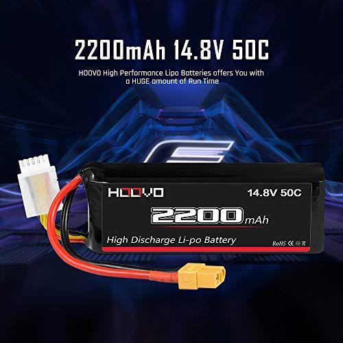 Imagem de HOOVO 4S 14.8V 2200mAh 50C Lipo Battery Hard Case Pack com conector XT60 para popular RC Car RC Helicopter Airplane Quadcopter UAV Drone FPV (2 Packs)