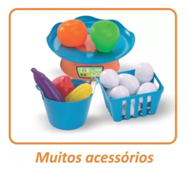 Imagem de Hortifruti Quitandinha Ferinha Mercadinho Brinquedo Infantil Criança Com Caixa Registradora