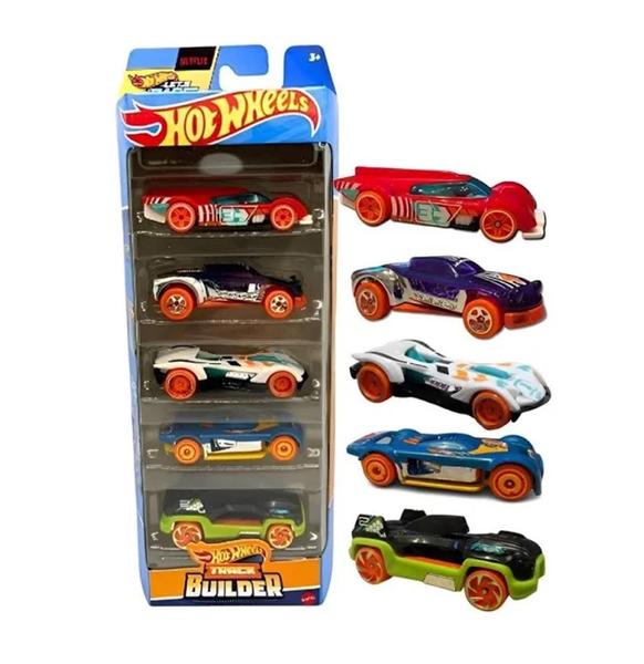 Imagem de Hot Wheels Pack com 5 Carrinhos Netflix Let's Race Track Builder HTV52 - Mattel (41205)