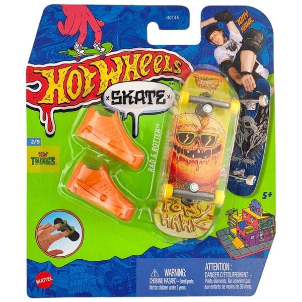 Imagem de Hot wheels skate de dedo shape + tenis - rad & rotten - tony hawk