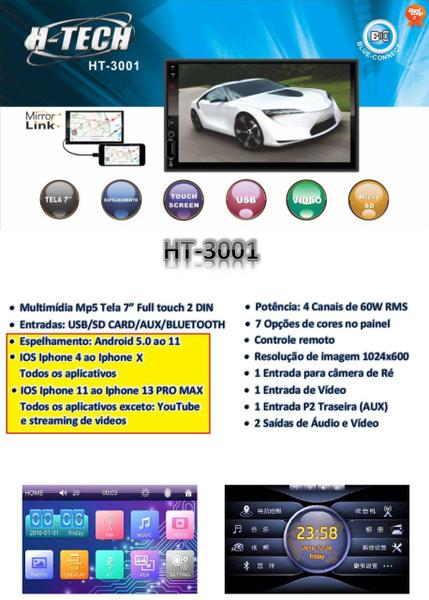 Imagem de Htech radio mp5 automotivo com bt espelhamento android