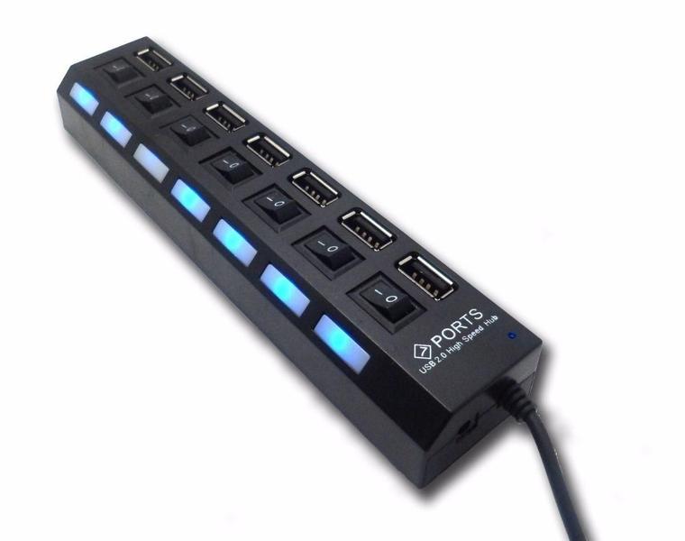 Hub 07 Portas Usb 2.0 Sem Fonte Com Liga Desliga Led Exbom Imagem de Hub 07 Portas Usb 2.0 Sem Fonte Com Liga Desliga Led Exbom