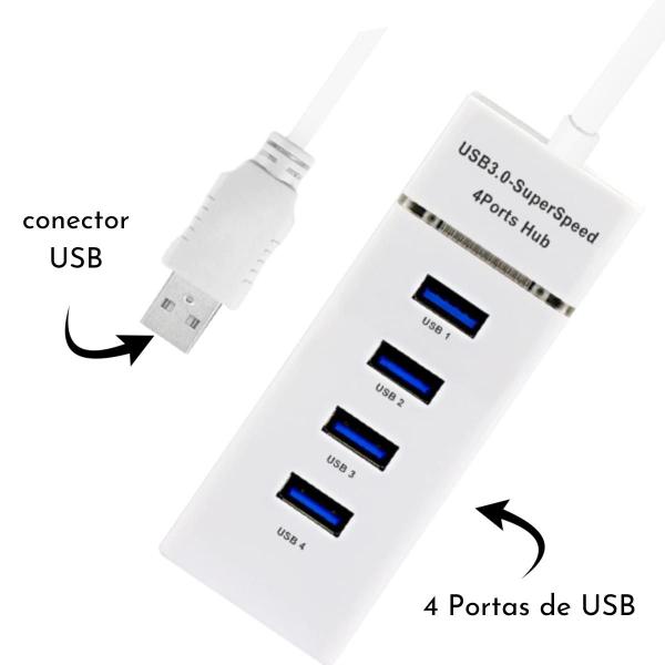 Imagem de Hub 4 Portas Usb 3.0 Extensão Prática Pen Drive 