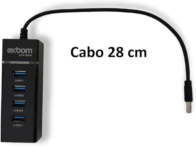 Imagem de Hub  4 Portas Usb 3.0 Preto Exbom Uh-30a