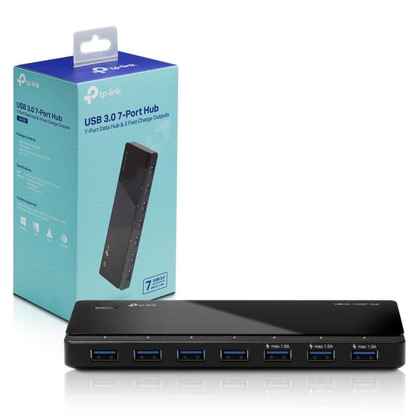 Imagem de Hub 7 Portas Usb 3.0 Preto com 1 Porta Carregadora  UH700  TP-Link