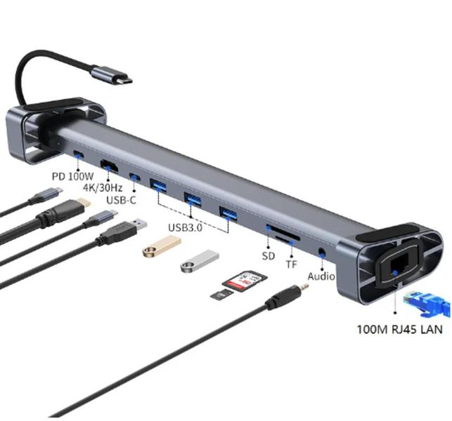 Imagem de Hub Adaptador 10 Em 1 Tipo C Usb 3.0