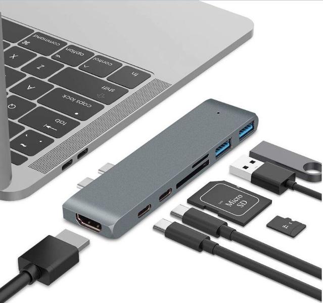 Imagem de Hub Adaptador 7 em 1 USB-C 3.1 HDMI 4k Thunderbolt MacBook