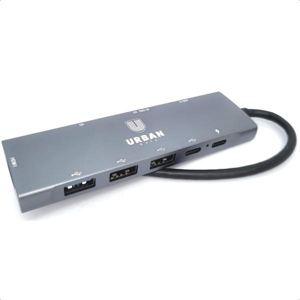 Imagem de Hub Adaptador Tipo C 9 Em 1 Com Entradas Hdmi Usb Usb-c Sd Micro Sd P2 Urban Gate