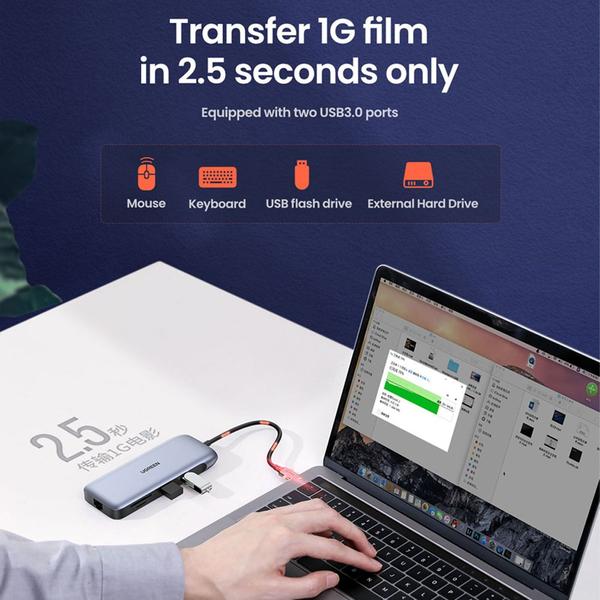 Imagem de Hub Adaptador Ugreen Multifuncional Usb-C para Usb 3.0 Hdmi Vga DisplayPort RJ45