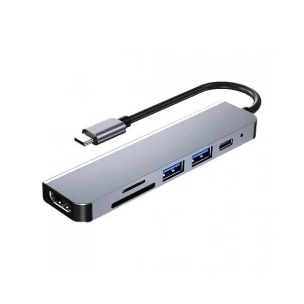 Imagem de Hub Adaptador Usb-c 7x1 Tomate Alumínio Hdmi 4k 30hz Tf Sd