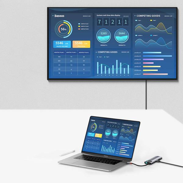 Imagem de Hub Adaptador Usb-C Baseus 7 Em 1 Hdmi Resolução 4K A 60Hz