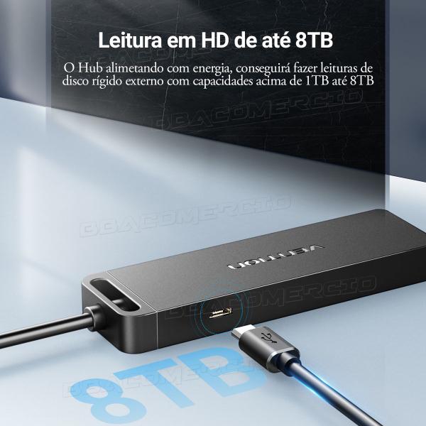 Imagem de Hub Adaptador Vention 4 Portas Usb 3.0 Velocidade 5gbps 15cm