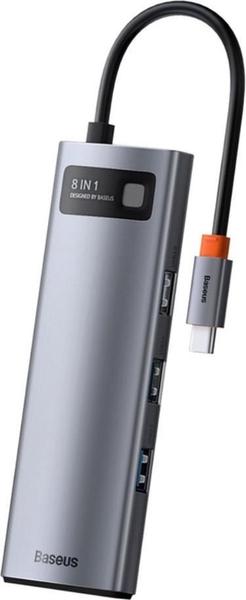 Hub Baseus Adaptador Usb-c 8-in-1 4k 60Hz Multifuncional Original alumínio Com Nota Fiscal Imagem de Hub Baseus Adaptador Usb-c 8-in-1 4k 60Hz Multifuncional Original alumínio Com Nota Fiscal
