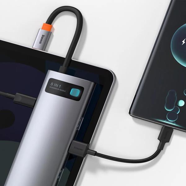 Hub Baseus Adaptador Usb-c 8-in-1 4k 60Hz Multifuncional Original alumínio Com Nota Fiscal Imagem de Hub Baseus Adaptador Usb-c 8-in-1 4k 60Hz Multifuncional Original alumínio Com Nota Fiscal