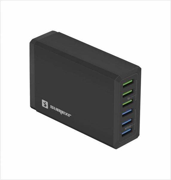 Imagem de Hub Carregador Régua 6 Entradas Usb 10A 50W Rápido Preto