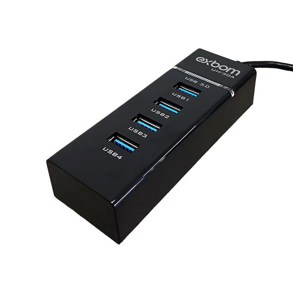 Imagem de Hub Com 4 Portas USB E Alimentação USB 3.0 Com LED Exbom