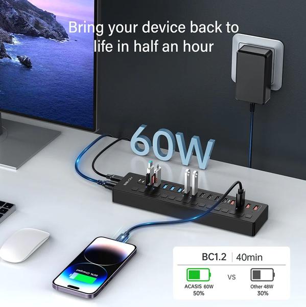 Imagem de HUB com Carregamento USB-A/USB-C 2.0 e 3.0 16 Portas