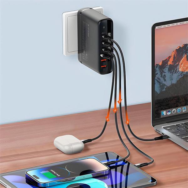 Imagem de Hub De Carregamento 140W 3 Entradas Usb E 3 Entradas Usb-C