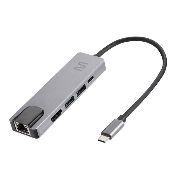 Imagem de HUB Dock USB Tipo-C 5 em 1 com HDMI 4K, RJ45 Ethernet, USB 3.0 e Power Delivery - AC447