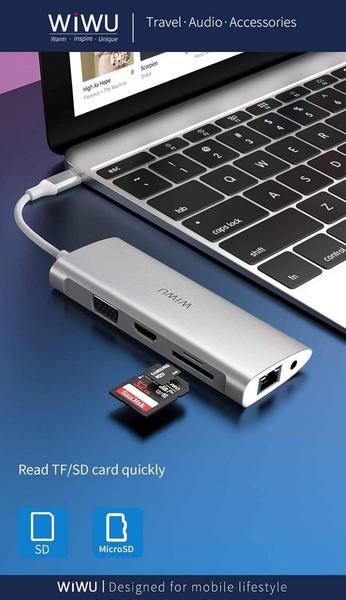 Imagem de Hub Docking Usb-c 11x1 Wiwu Hdmi Vga Usb 3.0 Sd Rj45 Rede P2