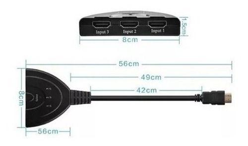 Imagem de Hub Hdmi Switch 3x1 Adaptador Cabo 3 Entradas E 1 Saída