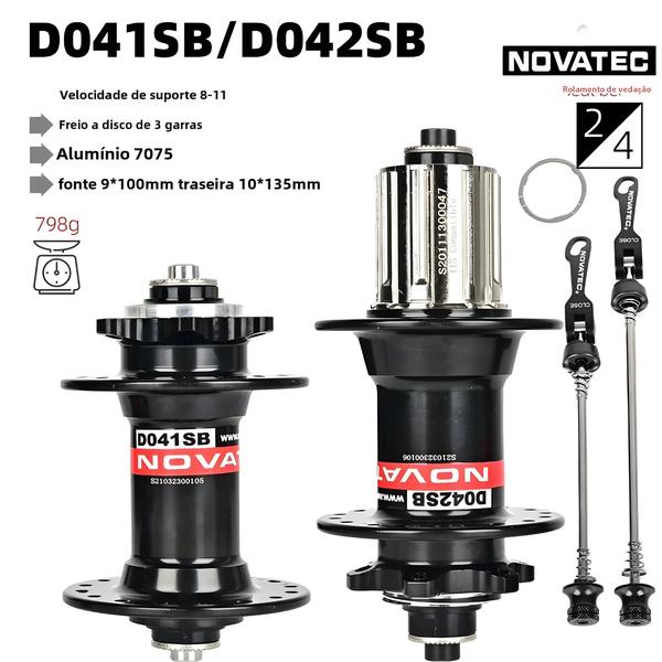 Imagem de Hub Novatec MTB D041SB/D042SB - 28H/32H/36H - Freio a Disco - 4 Rolamentos - Cores Vermelho e Preto