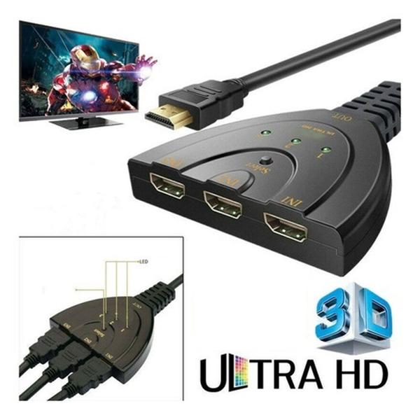 Imagem de Hub Switch Hdmi 1x3 com cabo rabicho 20cm