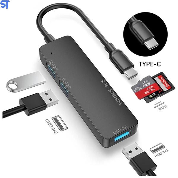 Imagem de Hub Tipo C 2 Portas Usb1 Porta Usb 3.0 Sd/Tf Cartão Microsd