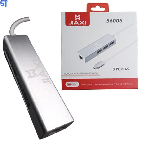 Imagem de Hub Tipo C 3.0 Multifuncional 3Usb 1Rj45 10/100Mbps Jiaxl