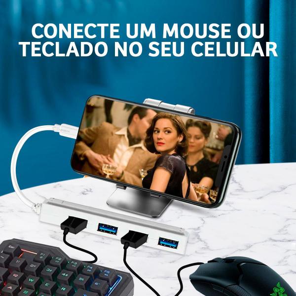 Hub Tipo C Adaptador USB 3.0 Ergonômico 4 Portas 5Gbps Leve - X-CELL Imagem de Hub Tipo C Adaptador USB 3.0 Ergonômico 4 Portas 5Gbps Leve