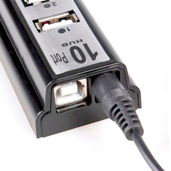 Imagem de Hub USB 2.0 10 Portas com Fonte - SOLUCAO