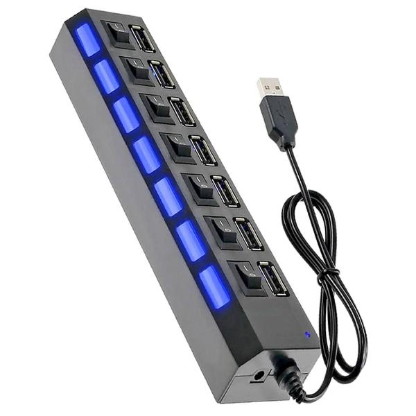 Imagem de Hub Usb 2.0 7 Portas c/ Chave Individual Led Alta Velocidade