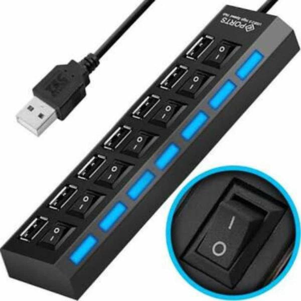 Hub Usb 2.0 Com 7 Portas Switch On/off E Led Indicador - Lehmox Imagem de Hub Usb 2.0 Com 7 Portas Switch On/off E Led Indicador - Lehmox