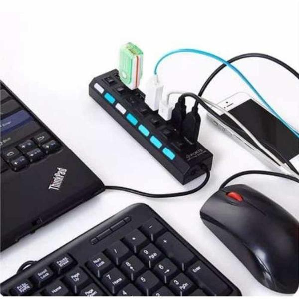 Hub Usb 2.0 Com 7 Portas Switch On/off E Led Indicador - Lehmox Imagem de Hub Usb 2.0 Com 7 Portas Switch On/off E Led Indicador - Lehmox
