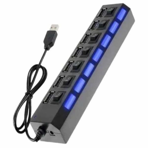 Imagem de Hub Usb 2.0 Com 7 Portas Switch On/off E Led Indicador - Lehmox