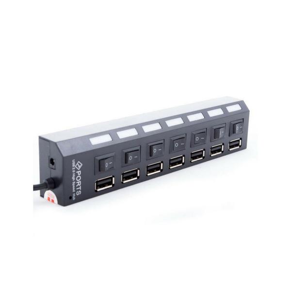 Hub USB 2.0 Extensor USB 7 Portas Switch On/Off Led Indicador