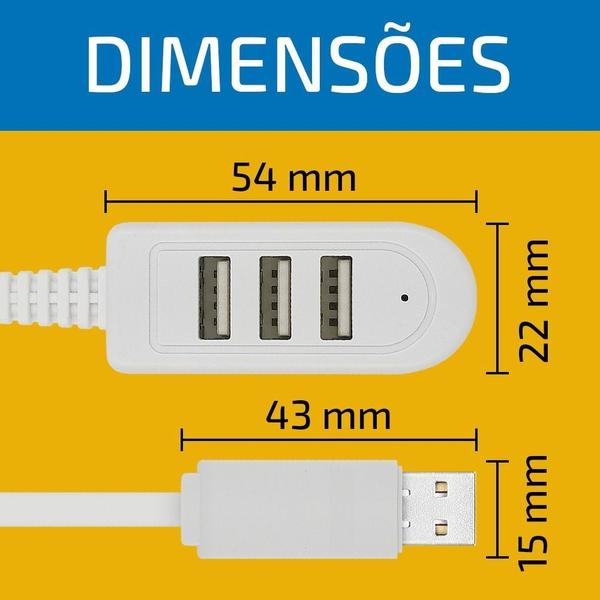 Imagem de Hub Usb 2.4 Alta Velocidade 3 Portas Pendrive Mouse Teclado