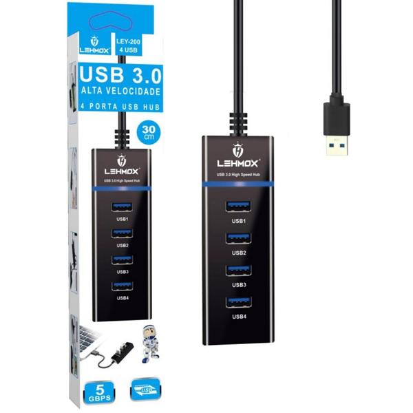 Imagem de Hub Usb 3.0 4 Portas 5 Gbps Lehmox - LEY-200