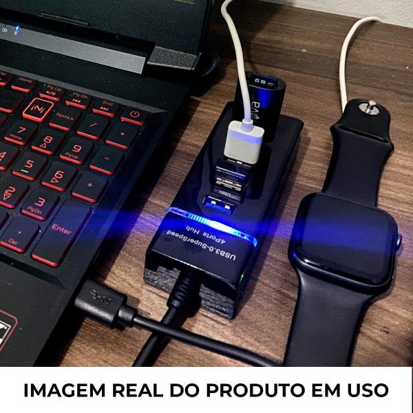 Imagem de Hub Usb 3 0 4 Portas Entradas Extensor Slim High Speed PC Note