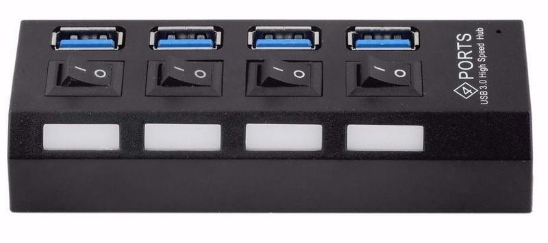 Imagem de Hub Usb 3.0 Com 4 Portas High Speed 5 Gbps Com Teclas On-off