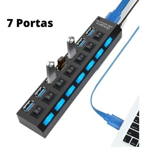 Imagem de Hub USB 3.0 com 7 portas ultra rápido para pen drive e HD