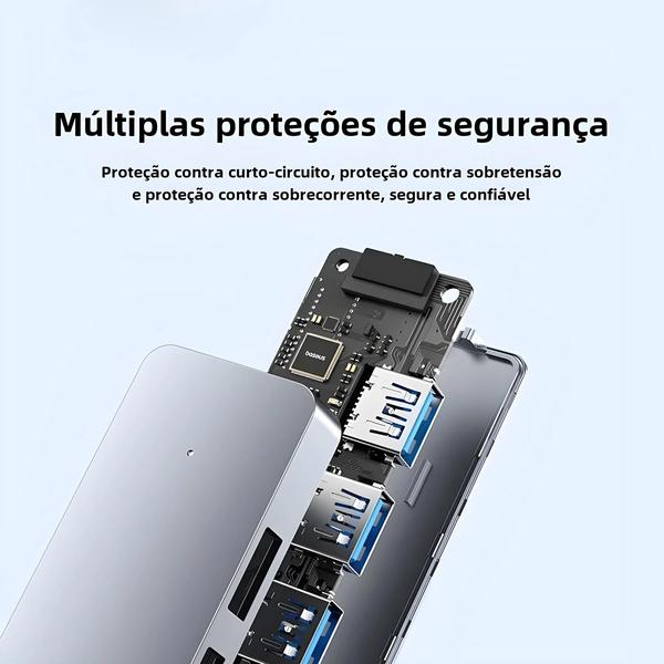 Imagem de Hub USB 3.0 de 4 Portas - Adaptador Multi-Divisor para Laptop, Macbook, Xiaomi e Lenovo